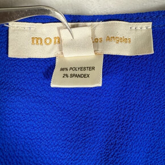 Monteau Los Angeles Shirt Top Women Size S Blue Short Sleeve V-Neck EUC - Picture 8 of 12